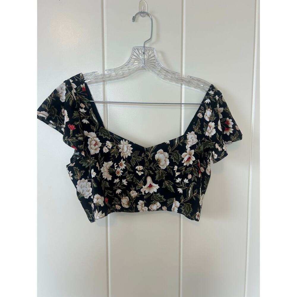 American Eagle 2 Piece Floral Boho Crop Top & Wide Leg Flowy Pant Set - Picture 2 of 8